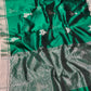 GREEN COLOR CHANDERI PATTU SILK SAREE EMBELLISHED WITH ZARI WEAVES