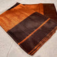 ( DELIVERY IN 25 DAYS ) STRIPED COPPER & BLACK COLOUR PURE CHANDERI TISSUE HANDLOOM SAREE WITHOUT BLOUSE