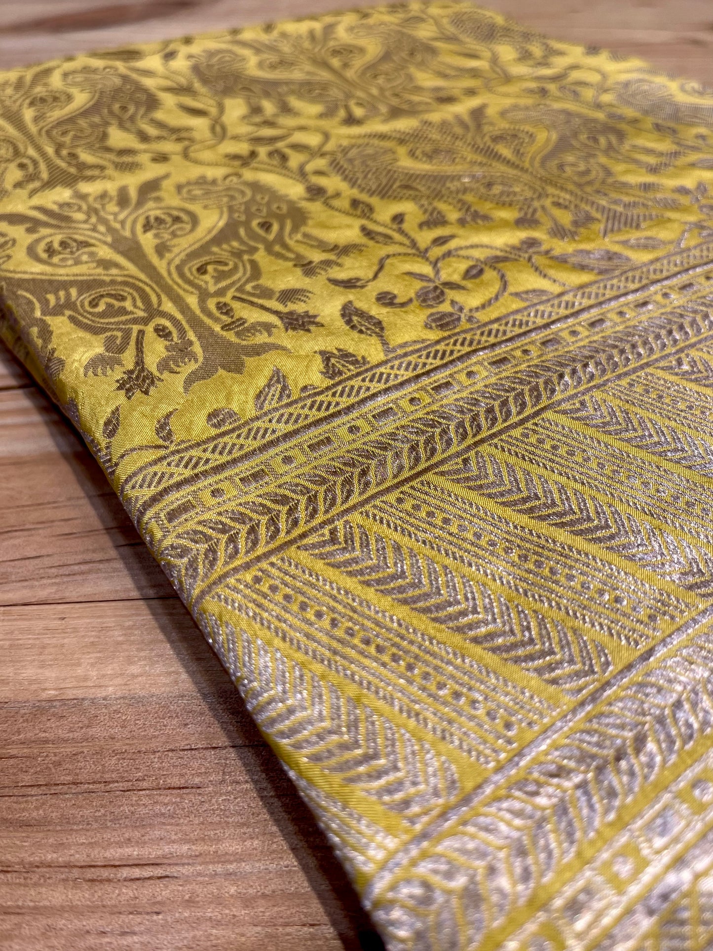 YELLOW COLOUR PURE BROCADE SILK SAREE EMBELLISHED WITH ZARI WEAVES