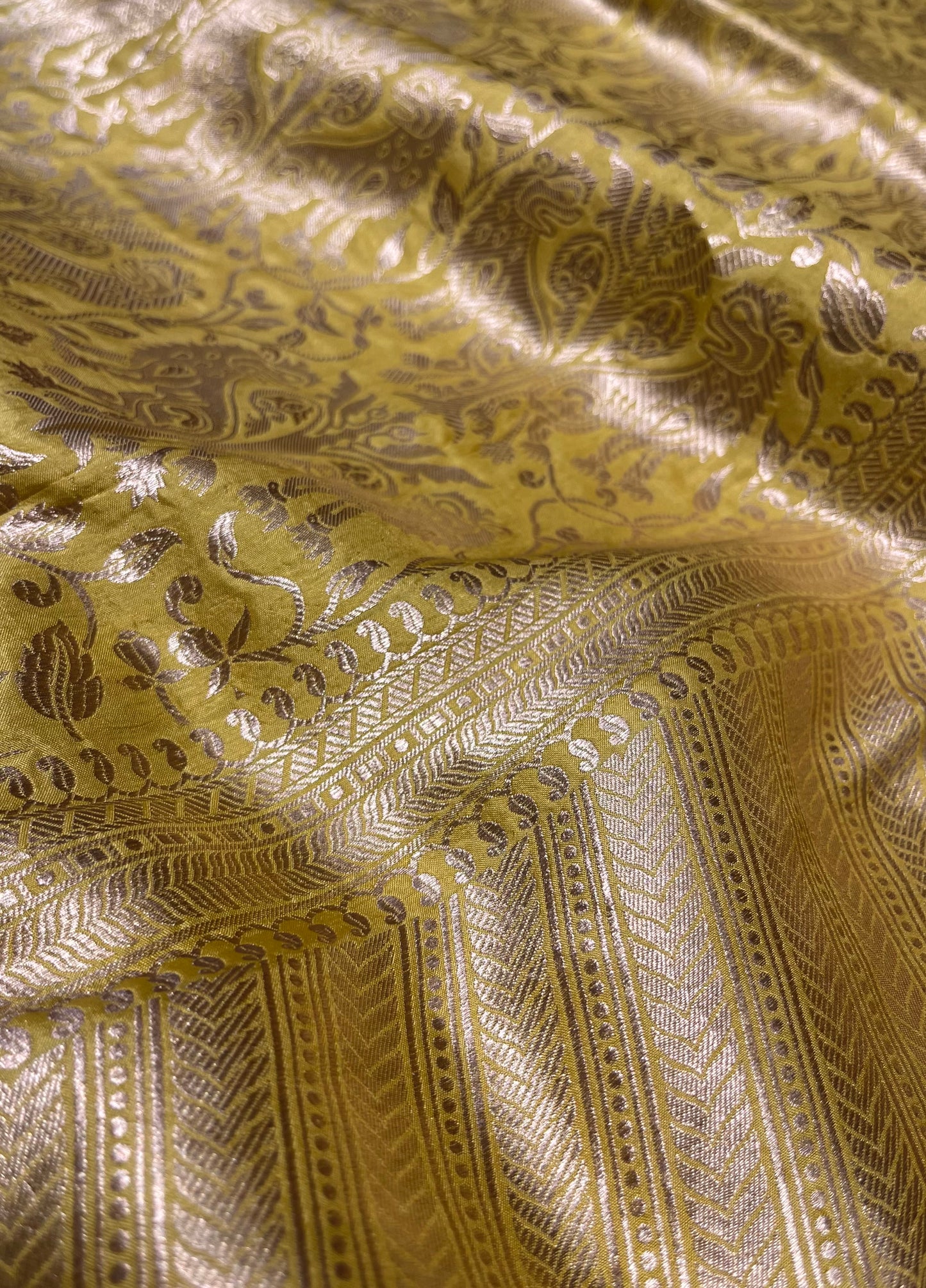 YELLOW COLOUR PURE BROCADE SILK SAREE EMBELLISHED WITH ZARI WEAVES