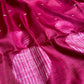 MAGENTA COLOUR PURE TUSSAR SILK SAREE EMBELLISHED WITH MIRROR FOIL WORK & EMBROIDERED BLOUSE