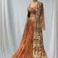 COPPER COLOUR CRUSHED TISSUE INDOWESTERN DRESS EMBELLISHED WITH BEADS, SEQUINS AND RESHAM WORK