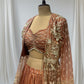 COPPER COLOUR CRUSHED TISSUE INDOWESTERN DRESS EMBELLISHED WITH BEADS, SEQUINS AND RESHAM WORK