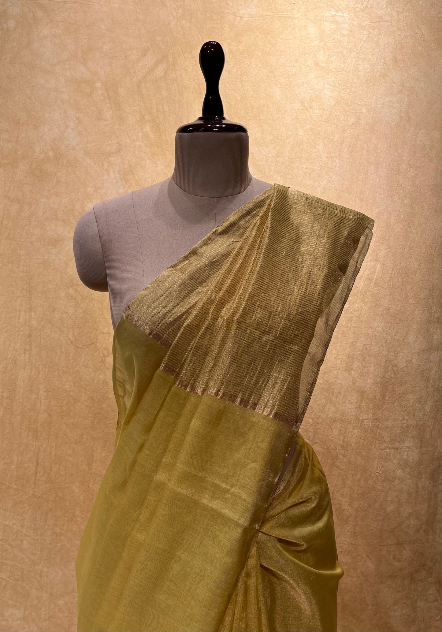 ( DELIVERY IN 25 DAYS ) LEMON YELLOW COLOUR PURE CHANDERI TISSUE HANDLOOM SAREE EMBELLISHED WITH ZARI WEAVES