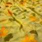 YELLOW HAND-PAINTED CHIFFON SAREE WITHOUT BLOUSE (DELIVERY IN 25 DAYS)