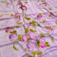 LILAC COLOUR HAND-PAINTED CHIFFON SAREE WITHOUT BLOUSE( DELIVERY IN 25 DAYS )