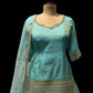 SKY BLUE COLOUR TISSUE SKIRT WITH KURTA WITH &  NET DUPATTA EMBELLISHED WITH  KASAB & ZARI WORK