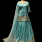 SKY BLUE COLOUR TISSUE SKIRT WITH KURTA WITH &  NET DUPATTA EMBELLISHED WITH  KASAB & ZARI WORK