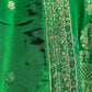 ( DELIVERY IN 25 DAYS ) GREEN COLOUR BANARASI SILK LEHENGA WITH UNSTITCHED BLOUSE EMBELLISHED WITH ZARI WEAVES