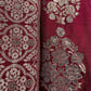 ( DELIVERY IN 25 DAYS ) MAROON COLOUR BANARASI SILK LEHENGA WITH UNSTITCHED BLOUSE EMBELLISHED WITH ZARI WEAVES