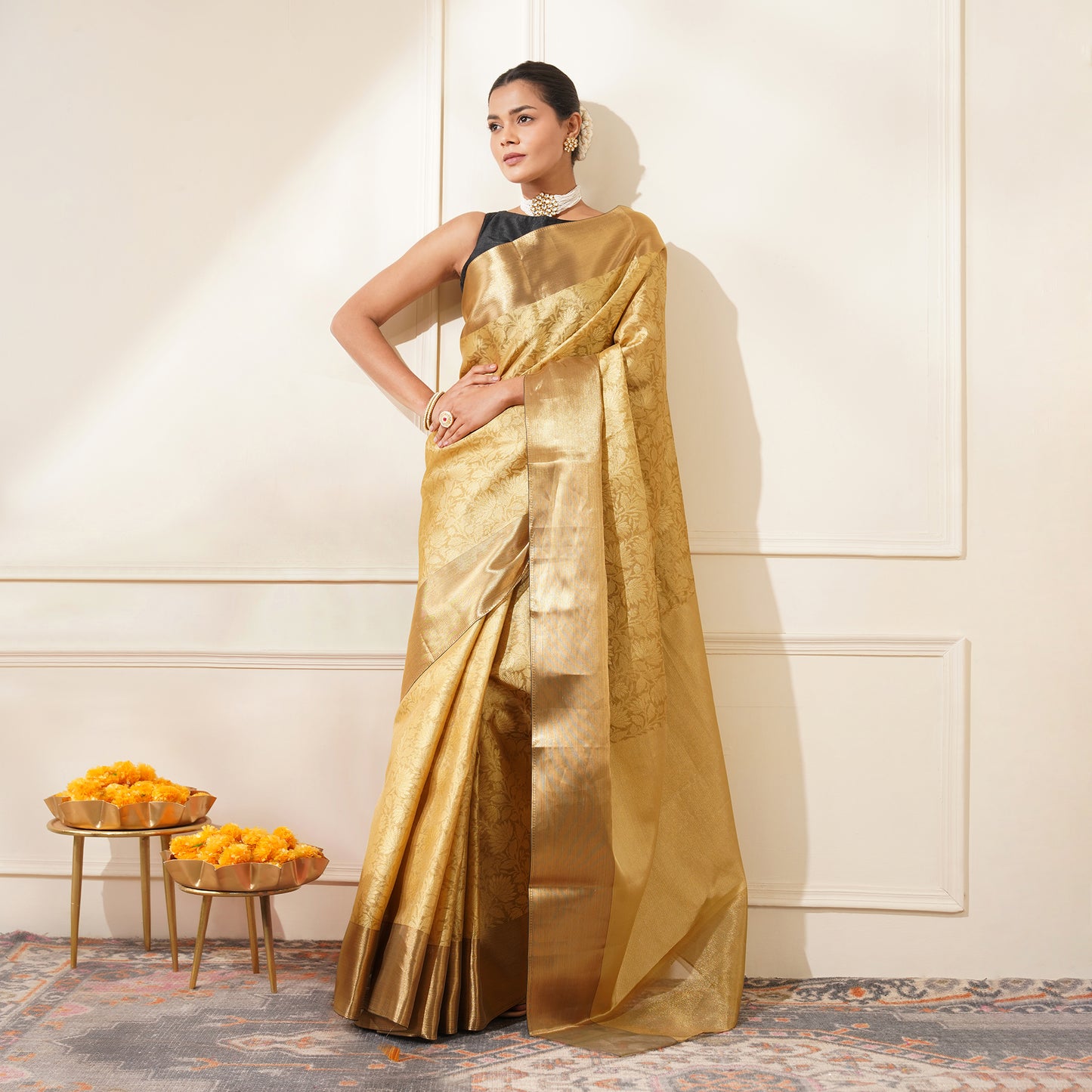 GOLDEN TISSUE BROCADE BANARASI SAREE