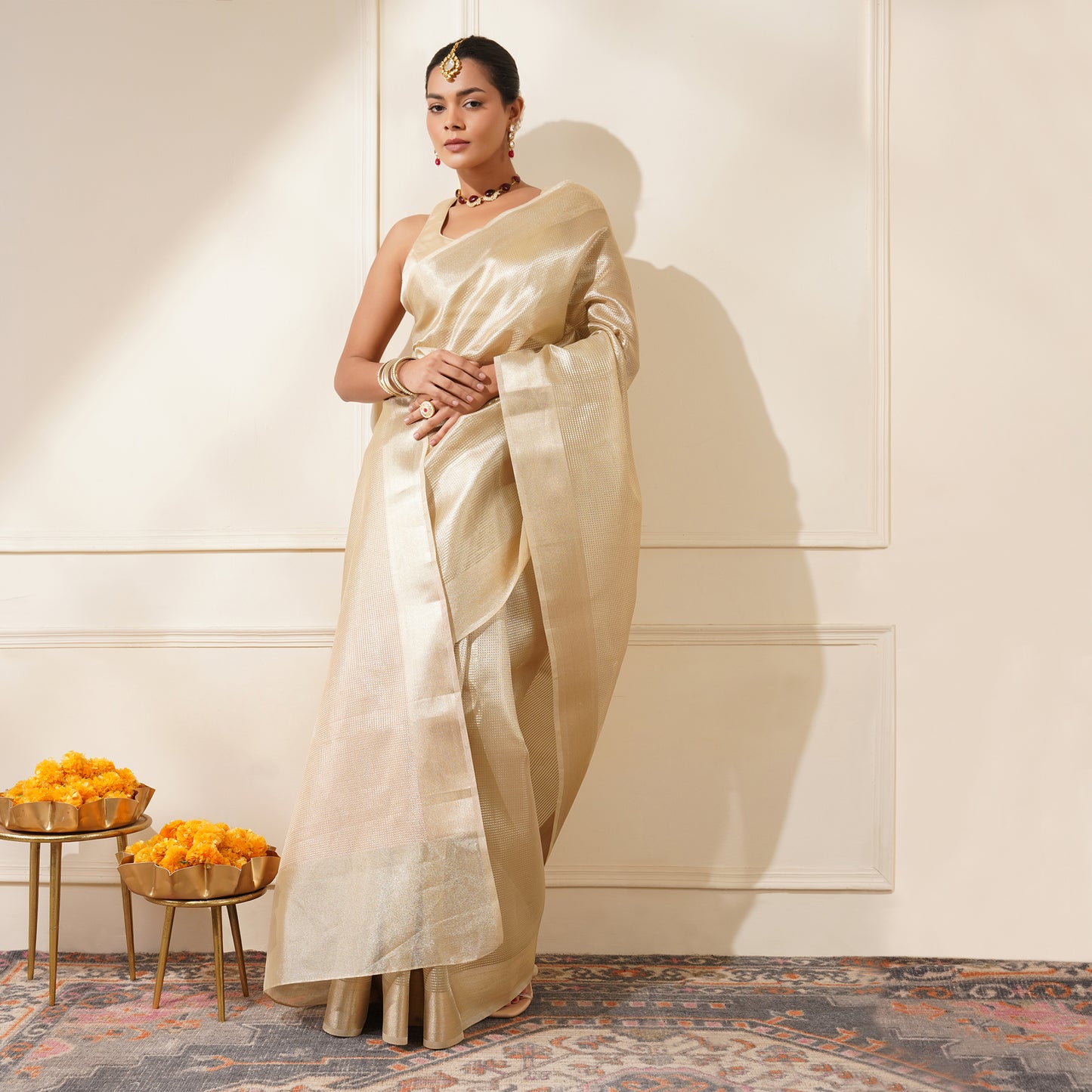 SILVER TISSUE SAREE