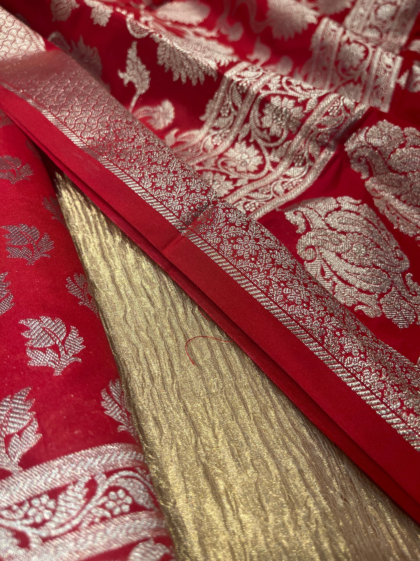 RED COLOUR BANARASI BROCADE UNSTITCHED SUIT