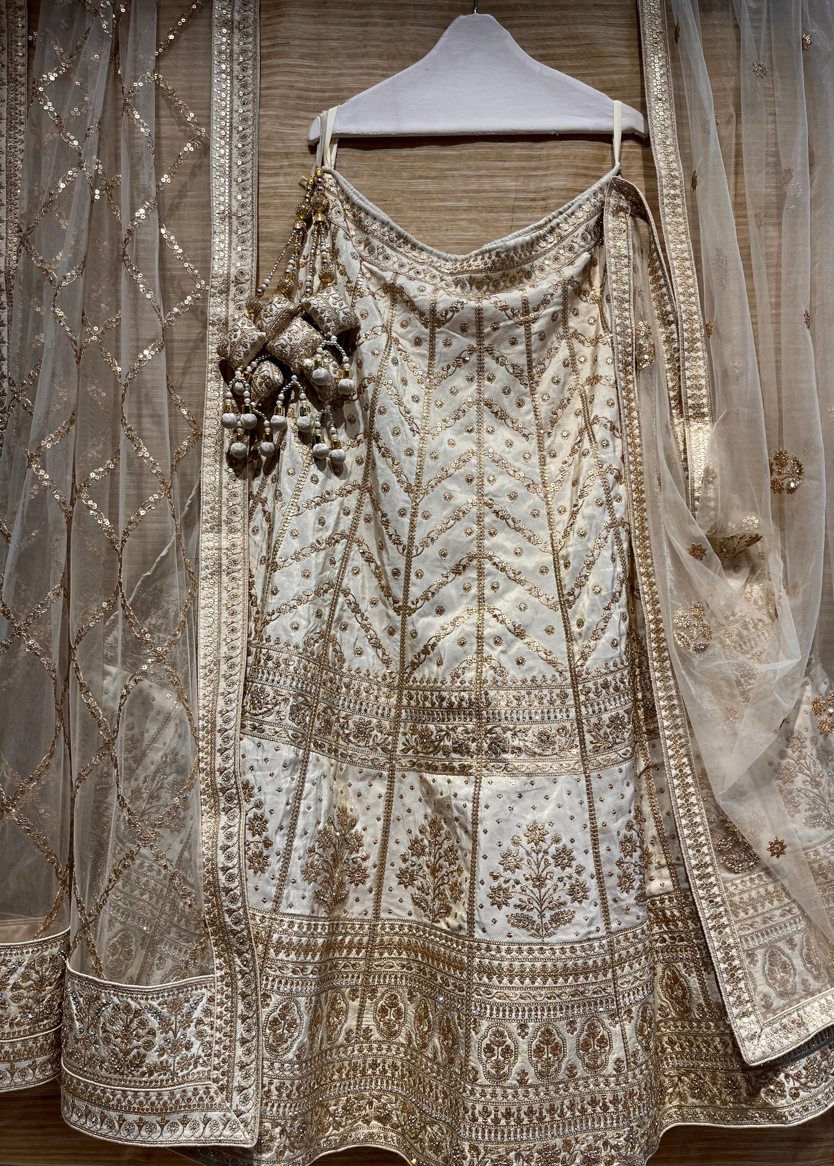 Golden Embroidered Bridal Lehenga Choli In Velvet Latest 2998LG21