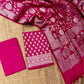 HOT PINK COLOUR BANARASI BROCADE UNSTITCHED SUIT