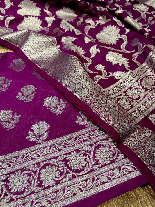 WINE COLOUR BANARASI BROCADE UNSTITCHED SUIT