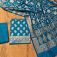 TURQUOISE COLOUR BANARASI BROCADE UNSTITCHED SUIT