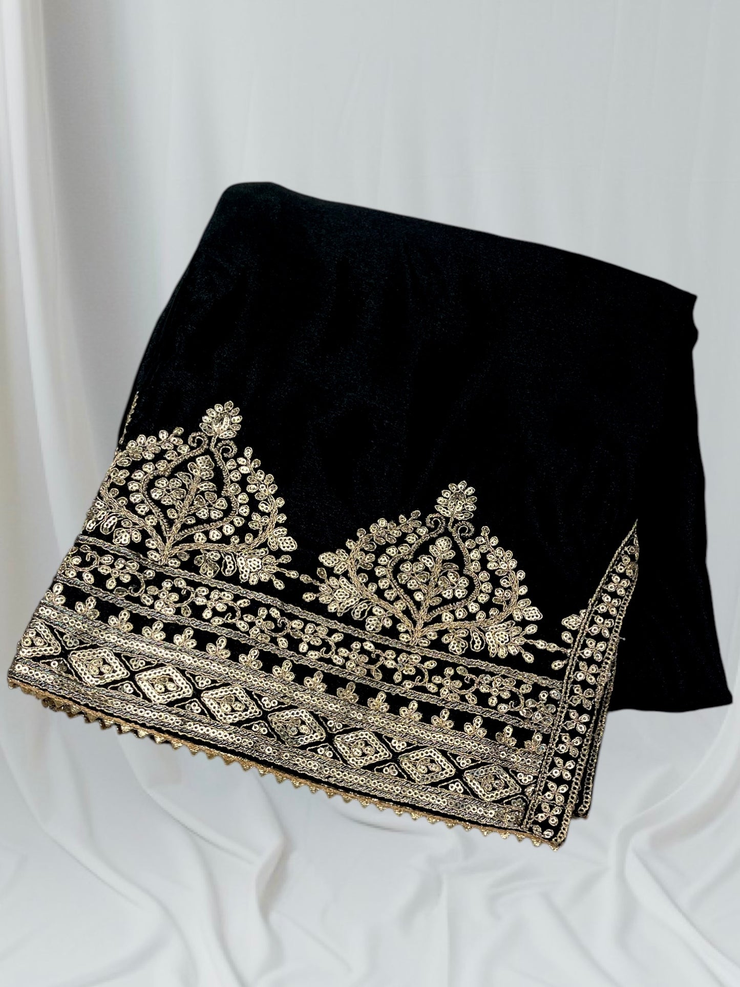 BLACK COLOR CHINON READYMADE SUIT EMBELLISHED WITH KASAB AND SEQUINS WORK