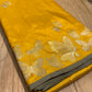 YELLOW COLOUR PURE KATAN SILK SAREE EMBELLISHED WITH ZARI WEAVES