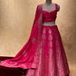 ( DELIVERY IN 25 DAYS ) HOT PINK COLOUR BANARASI PURE SILK LEHENGA WITH UNSTITCHED BLOUSE EMBELLISHED WITH ZARI WEAVES