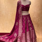 ( DELIVERY IN 25 DAYS ) WINE COLOUR BANARASI PURE SILK LEHENGA WITH UNSTITCHED BLOUSE EMBELLISHED WITH ZARI WEAVES