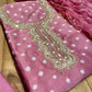 PINK COLOUR CHANDERI SILK BANDHANI UNSTITCHED SUIT WITH CHIFFON DUPATTA