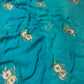TURQUOISE BLUE SHADED CHIFFON HAND EMBROIDERED SAREE EMBELLISHED WITH AARI & SEQUINS WORK ( DELIVERY IN 25-30 DAYS ) - Kothari Sons