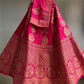 ( DELIVERY IN 25 DAYS ) HOT PINK COLOUR BANARASI PURE SILK LEHENGA WITH UNSTITCHED BLOUSE EMBELLISHED WITH ZARI WEAVES