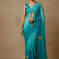 TURQUOISE BLUE SHADED CHIFFON HAND EMBROIDERED SAREE EMBELLISHED WITH AARI & SEQUINS WORK ( DELIVERY IN 25-30 DAYS ) - Kothari Sons