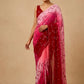 SHADED PLATINUM CHIFFON HAND EMBROIDERED SAREE EMBELLISHED WITH SEQUINS & CUTDANA WORK ( DELIVERY IN 25-30 DAYS ) - Kothari Sons