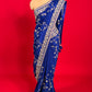 BLUE COLOUR EMBROIDERED CHINON SAREE EMBELLISHED WITH SEQUINS & ZARI WORK