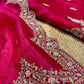 HOT PINK COLOR PURE ORGANZA HAND EMBROIDERED UNSTICHED SUIT EMBELLISHED WITH PEARL, ZARDOZI & SEQUINS WORK