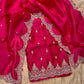 HOT PINK COLOR PURE ORGANZA HAND EMBROIDERED UNSTICHED SUIT EMBELLISHED WITH PEARL, ZARDOZI & SEQUINS WORK