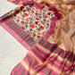 PEACH COLOUR CHANDERI SILK PRINTED UNSTITCHED SUIT