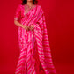 PINK COLOUR LEHERIYA READYMADE BLOUSE SAREE EMBELLISHED EITH GOTA PATTI & MIRROR WORK