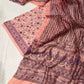 PEACH COLOUR CHANDERI SILK PRINTED UNSTITCHED SUIT