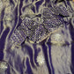 PURPLE COLOUR CRUSHED TISSUE READYMADE BLOUSE SAREE EMBELLISHED WITH MIRROR FOIL, GOTA PATTI & BEADS WORK