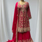 HOT PINK COLOR CHINON SHARARA SUIT EMBELLISHED WITH GOTTA PATTI & RESHAM EMBROIDERY