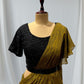 OLIVE GREEN COLOR CHINON READYMADE SAREE WITH EMBROIDERED BLOUSE