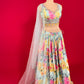 SEA BLUE COLOUR CREPE SILK LEHENGA WITH READYMADE CROP TOP & NET DUPATTA EMBELLISHED WITH SEQUINS & MIRROR WORK