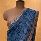 BLUE COLOR ORGANZA EMBROIDERED SAREE EMBELLISHED WITH MIRROR FOIL WORK