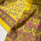 YELLOW COLOUR CHANDERI SILK PRINTED UNSTITCHED SUIT