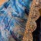 BLUE COLOR ORGANZA EMBROIDERED SAREE EMBELLISHED WITH MIRROR FOIL WORK