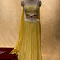 YELLOW FLARED PALAZZO WITH CROP TOP BLOUSE & DUPATTA EMBELLISHED WITH CUTDANA, PEARL & SEQUINS WORK