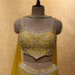 YELLOW FLARED PALAZZO WITH CROP TOP BLOUSE & DUPATTA EMBELLISHED WITH CUTDANA, PEARL & SEQUINS WORK