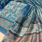 BLUE COLOUR CHANDERI SILK PRINTED UNSTITCHED SUIT