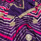 PURPLE COLOUR LEHERIYA READYMADE BLOUSE SAREE EMBELLISHED WITH MIRROR & GOTA PATTI WORK