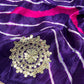 PURPLE COLOUR LEHERIYA READYMADE BLOUSE SAREE EMBELLISHED WITH MIRROR & GOTA PATTI WORK