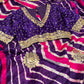 PURPLE COLOUR LEHERIYA READYMADE BLOUSE SAREE EMBELLISHED WITH MIRROR & GOTA PATTI WORK