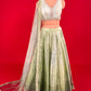 PISTA GREEN COLOUR ORGANZA SKIRT WITH CROP TOP BLOUSE & NET DUPATTA EMBELLISHED WITH PEARL & SEQUINS WORK